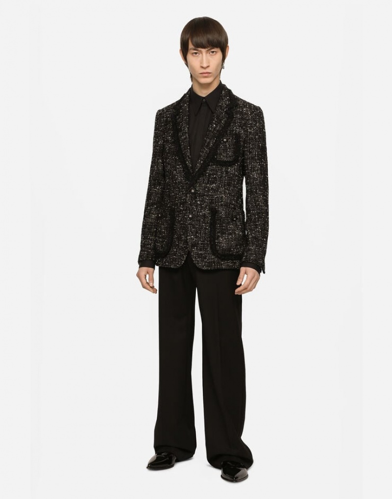 Blazers Dolce Gabbana Alpaca and wool rush-stitch single-breasted Hombre | PKJ739145