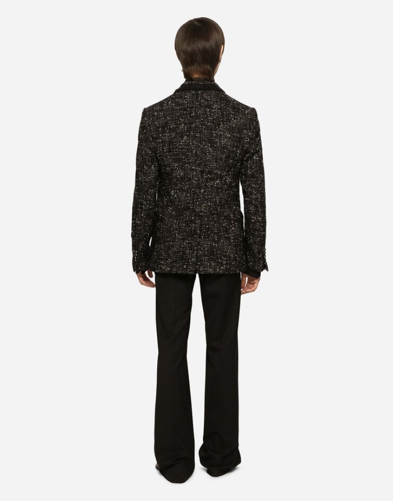 Blazers Dolce Gabbana Alpaca and wool rush-stitch single-breasted Hombre | PKJ739145