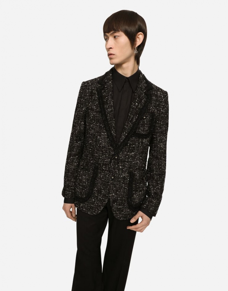 Blazers Dolce Gabbana Alpaca and wool rush-stitch single-breasted Hombre | PKJ739145