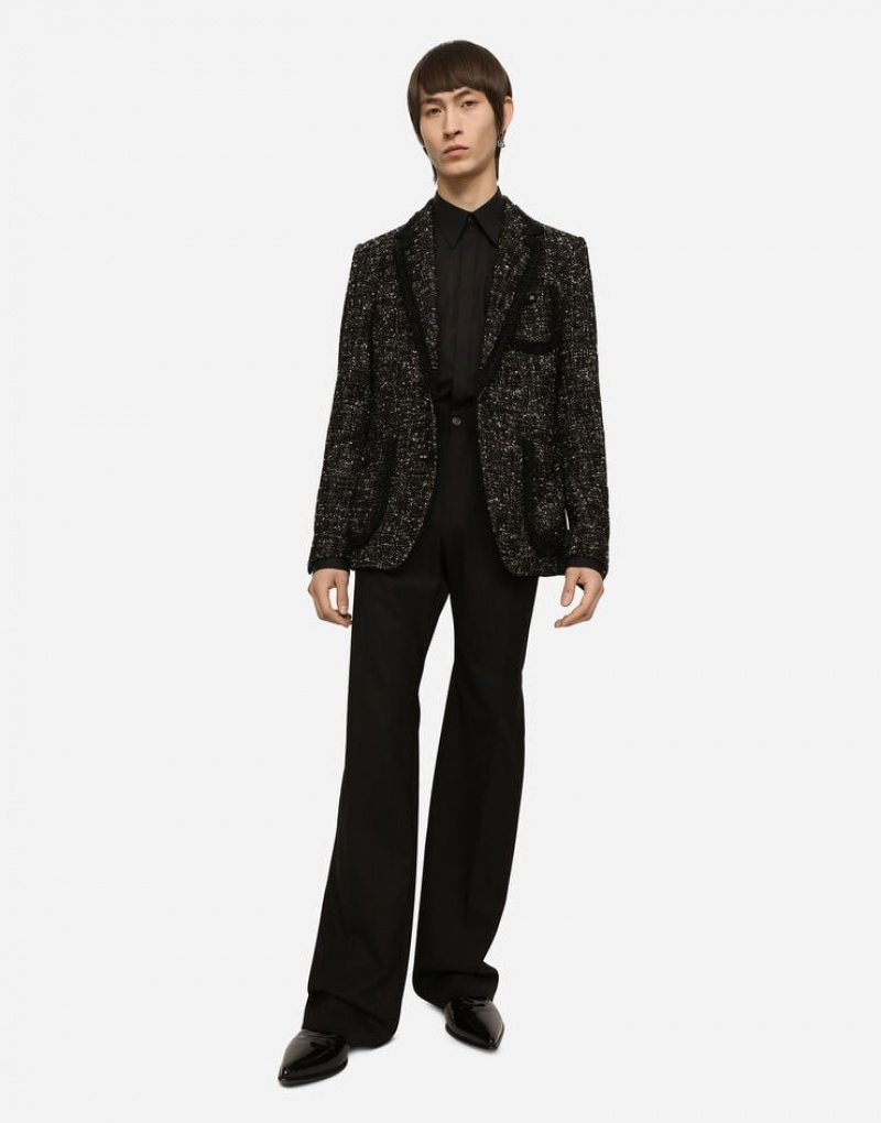 Blazers Dolce Gabbana Alpaca and wool rush-stitch single-breasted Hombre | PKJ739145