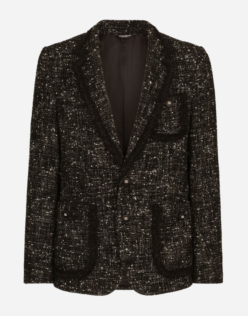 Blazers Dolce Gabbana Alpaca and wool rush-stitch single-breasted Hombre | PKJ739145