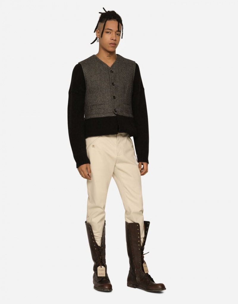 Blazers Dolce Gabbana Layered jersey and pinstripe wool vest Hombre | EKU486913