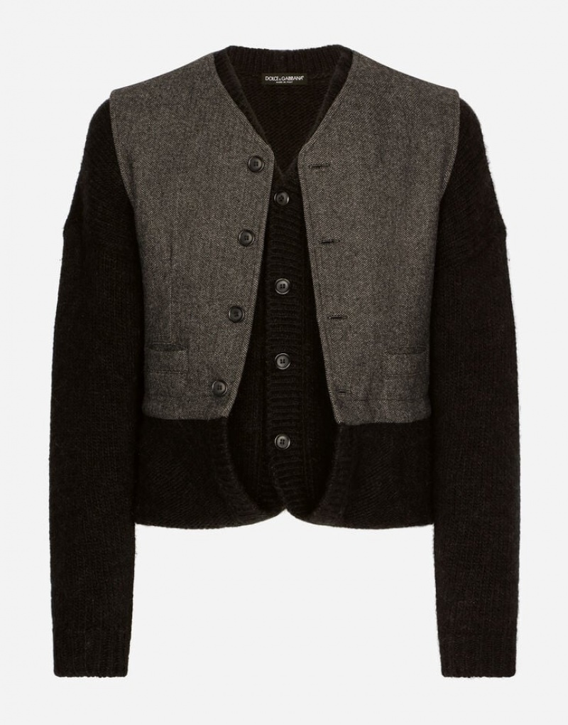 Blazers Dolce Gabbana Layered jersey and pinstripe wool vest Hombre | EKU486913