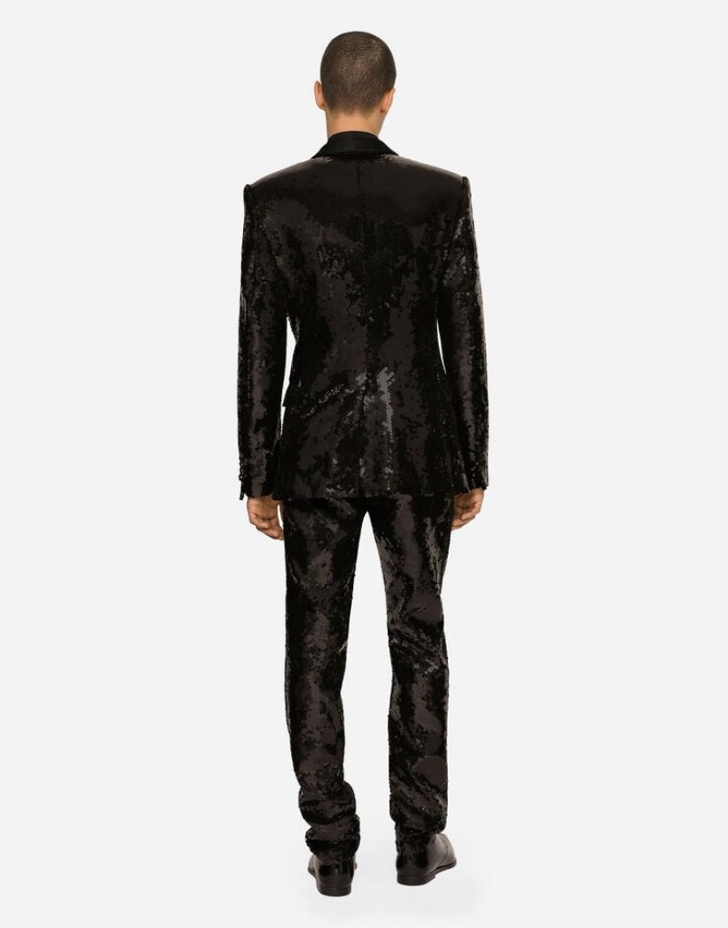 Blazers Dolce Gabbana Sequined single-breasted Sicilia-fit tuxedo Hombre | VXY847205