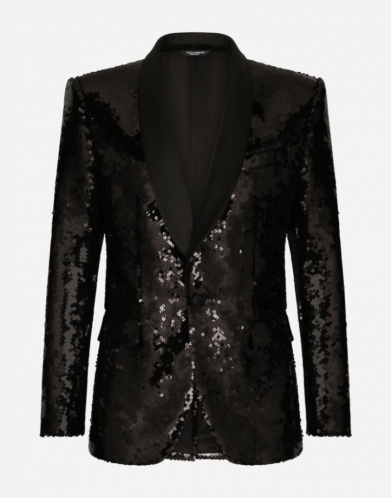 Blazers Dolce Gabbana Sequined single-breasted Sicilia-fit tuxedo Hombre | VXY847205
