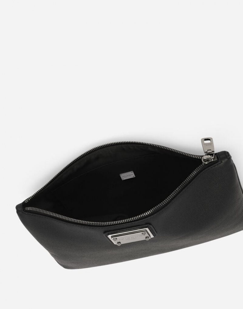 Bolsas Dolce Gabbana Grainy calfskin and nylon pouch Hombre | KCO509348