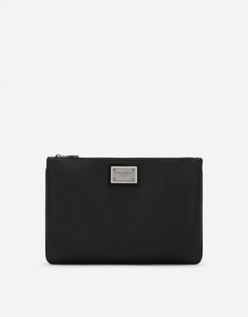 Bolsas Dolce Gabbana Grainy calfskin and nylon pouch Hombre | KCO509348