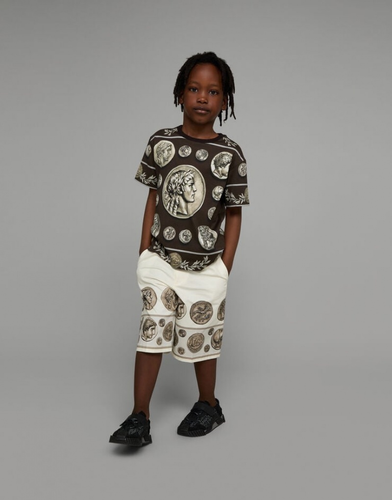 Camiseta Dolce Gabbana Corta-sleeved jersey with all-over coin print Niños | NKH840326