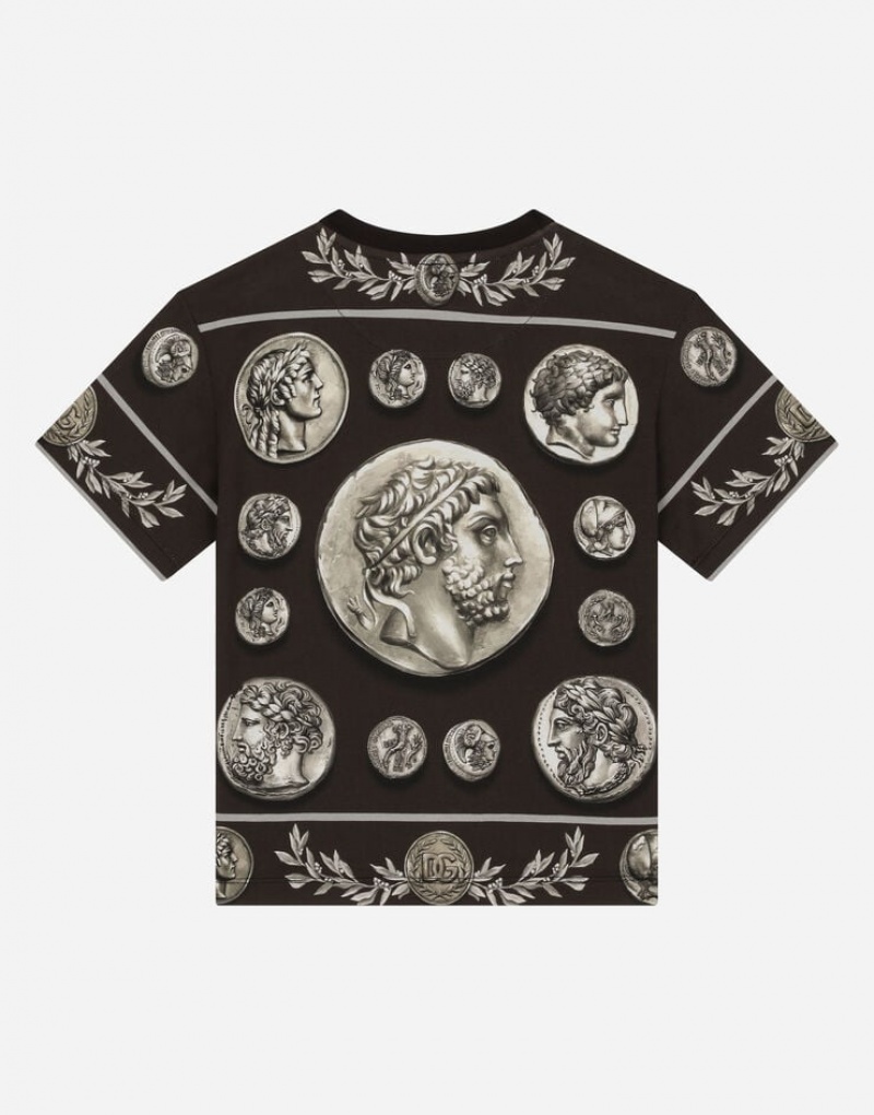 Camiseta Dolce Gabbana Corta-sleeved jersey with all-over coin print Niños | NKH840326