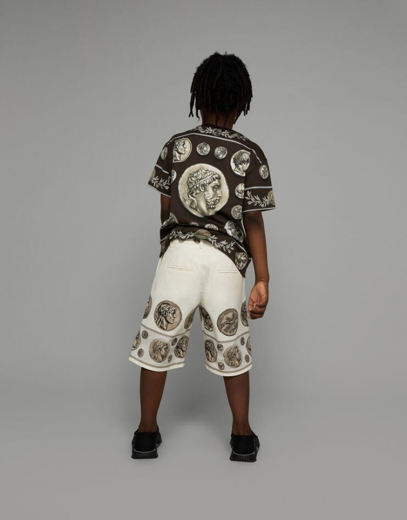 Camiseta Dolce Gabbana Corta-sleeved jersey with all-over coin print Niños | NKH840326