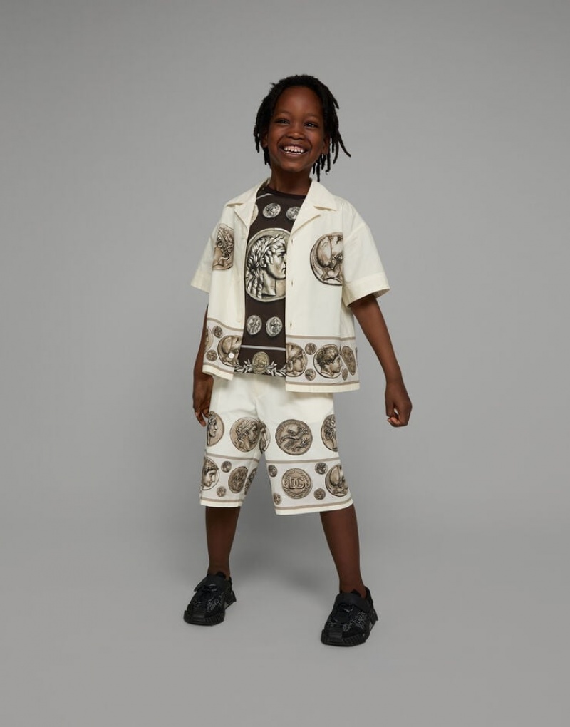 Camiseta Dolce Gabbana Corta-sleeved jersey with all-over coin print Niños | NKH840326