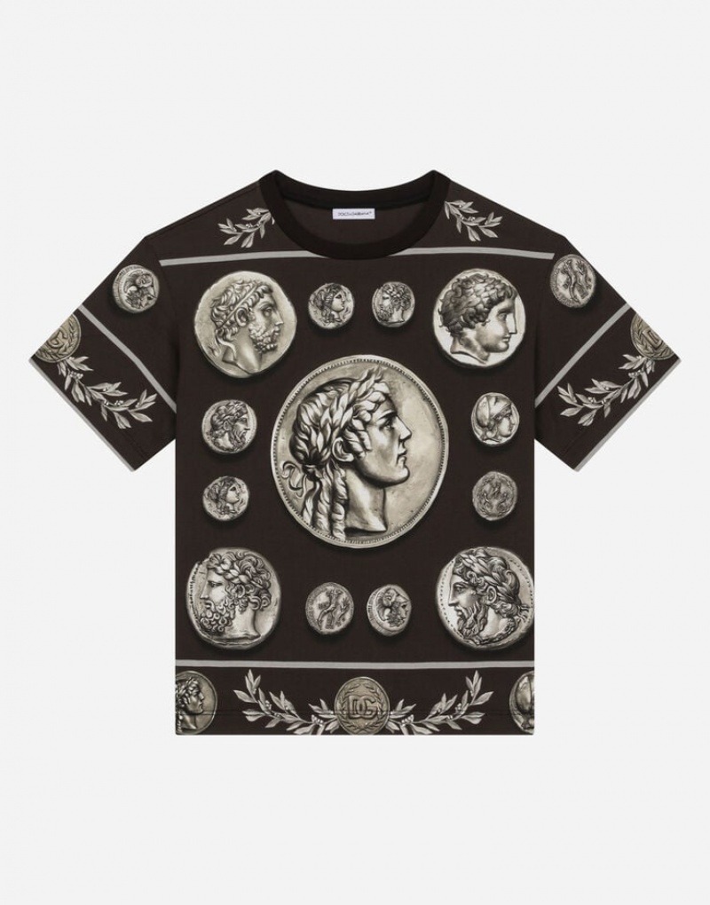 Camiseta Dolce Gabbana Corta-sleeved jersey with all-over coin print Niños | NKH840326