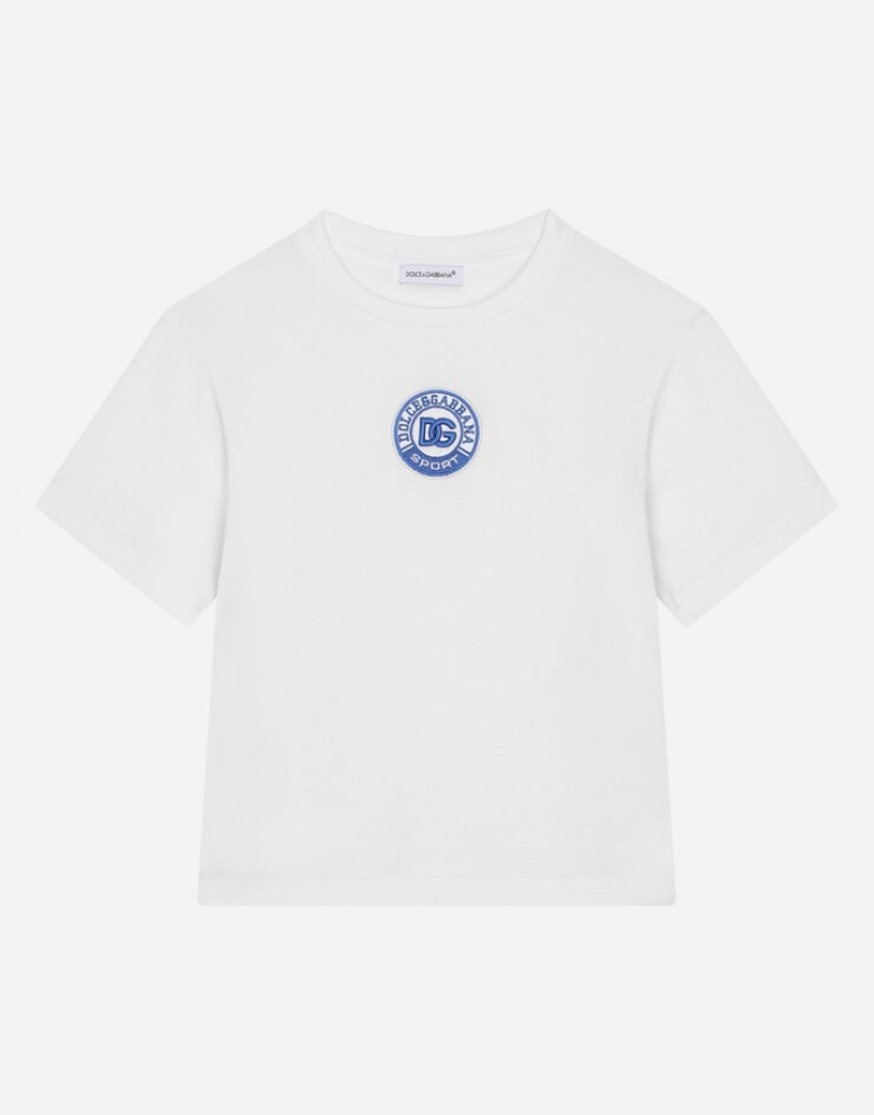 Camiseta Dolce Gabbana Jersey round-neck with DG logo patch Niños | VRL193284