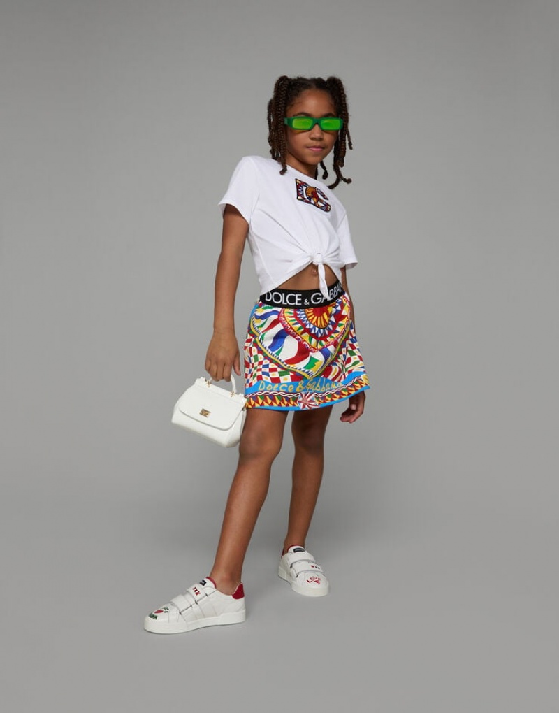 Camiseta Dolce Gabbana Jersey with Carretto-design DG patch and knot detail Niños | QDK065432
