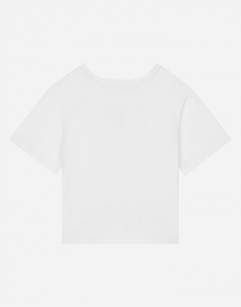 Camiseta Dolce Gabbana Jersey with Carretto-design DG patch and knot detail Niños | QDK065432