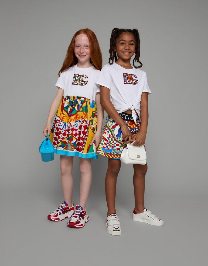 Camiseta Dolce Gabbana Jersey with Carretto-design DG patch and knot detail Niños | QDK065432