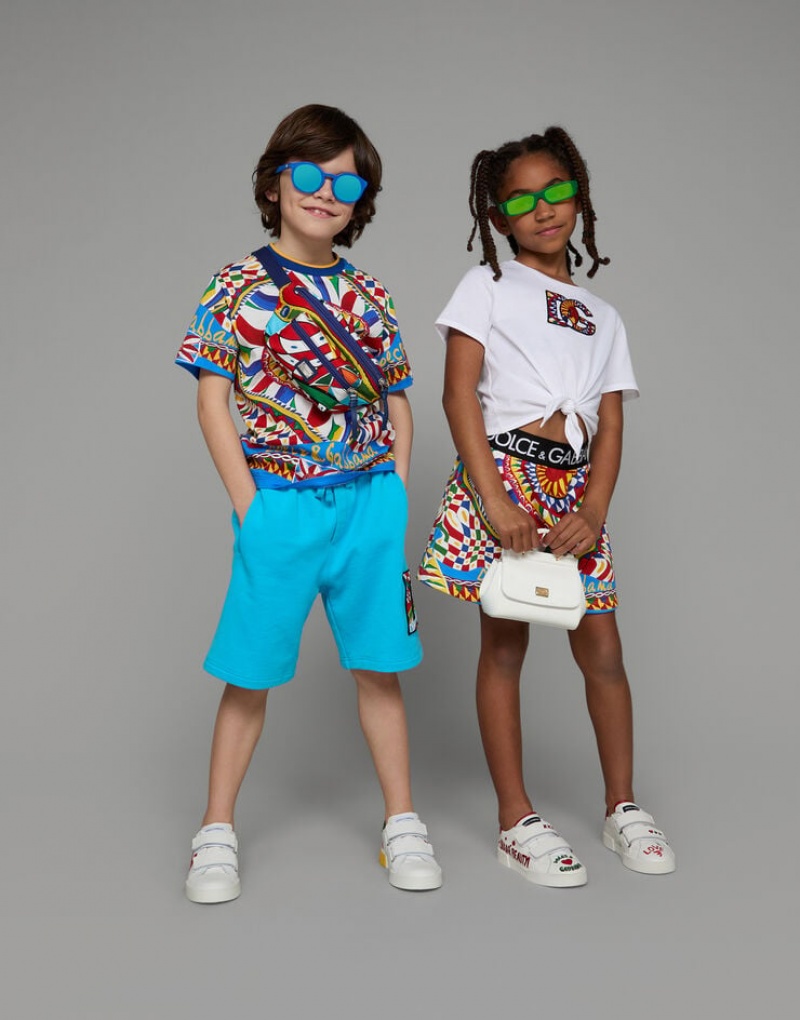 Camiseta Dolce Gabbana Jersey with Carretto-design DG patch and knot detail Niños | QDK065432