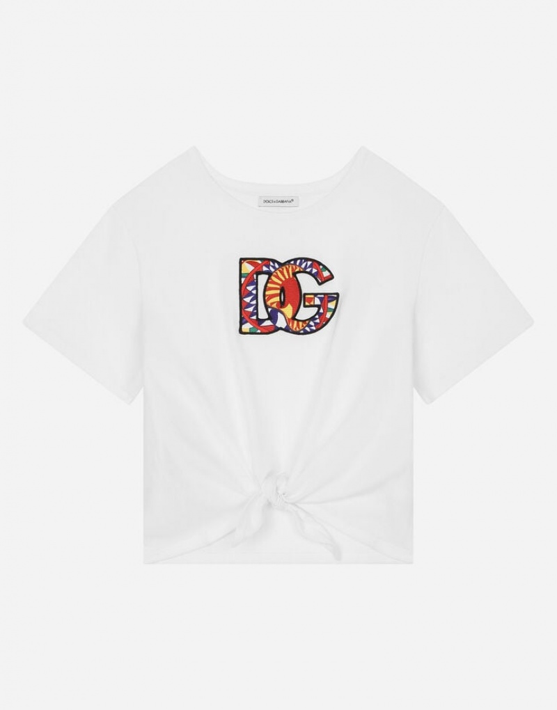 Camiseta Dolce Gabbana Jersey with Carretto-design DG patch and knot detail Niños | QDK065432