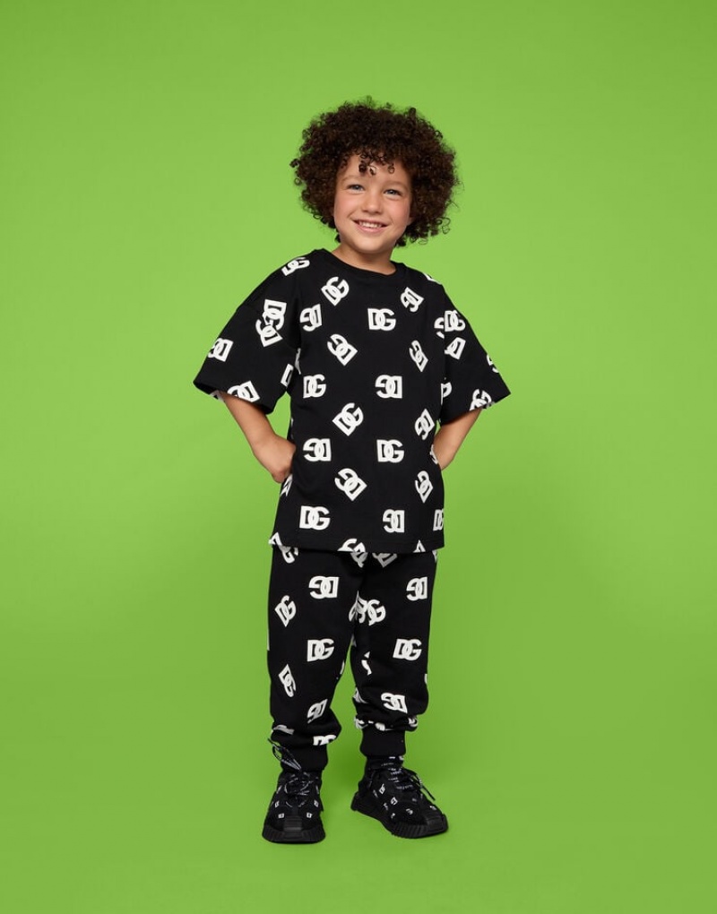 Camiseta Dolce Gabbana Jersey with all-over DG logo print Niños | TOW547603