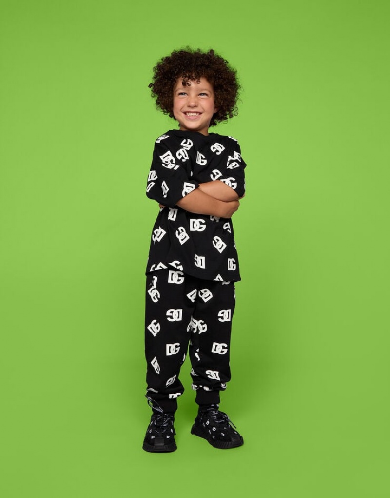 Camiseta Dolce Gabbana Jersey with all-over DG logo print Niños | TOW547603
