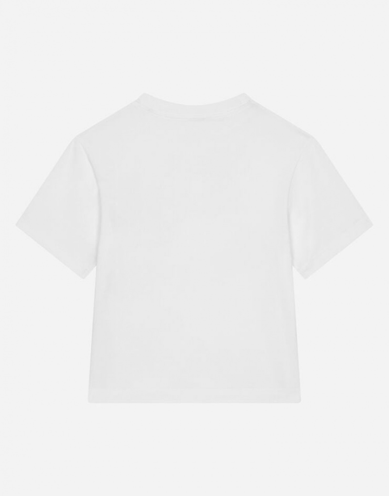 Camiseta Dolce Gabbana Jersey with logo tag print Niños | DLY057241