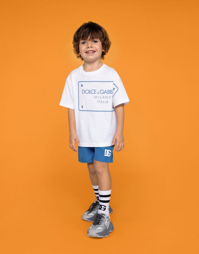Camiseta Dolce Gabbana Jersey with logo tag print Niños | DLY057241