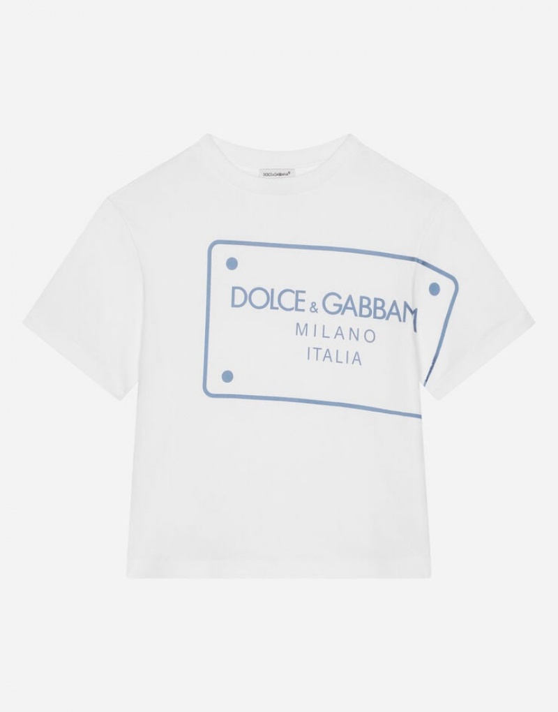 Camiseta Dolce Gabbana Jersey with logo tag print Niños | DLY057241