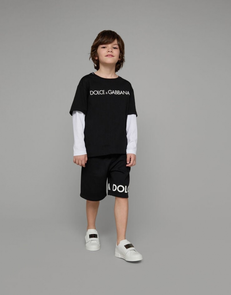 Camiseta Dolce Gabbana Long-sleeved jersey with logo print Niños | CVX491873