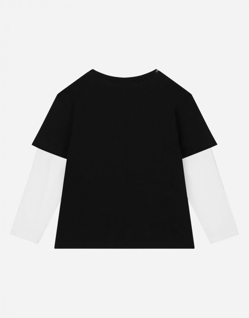 Camiseta Dolce Gabbana Long-sleeved jersey with logo print Niños | CVX491873