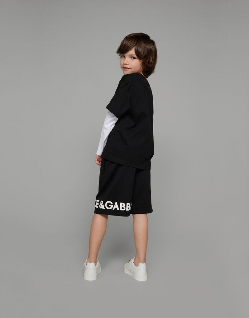 Camiseta Dolce Gabbana Long-sleeved jersey with logo print Niños | CVX491873