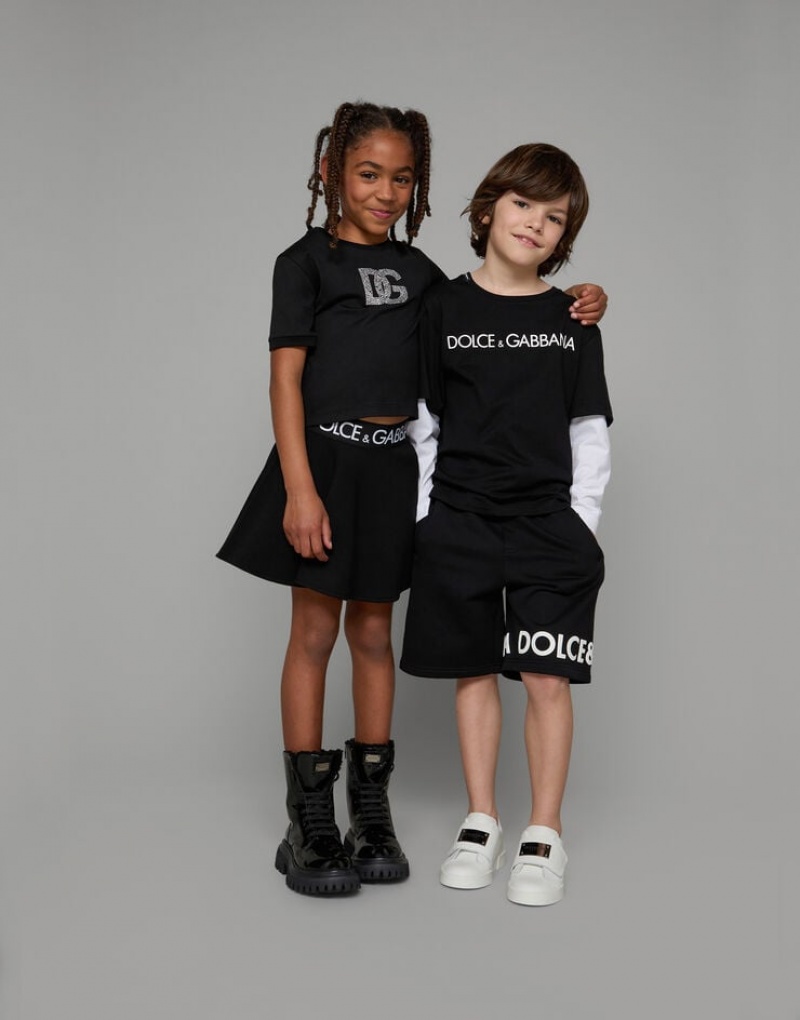Camiseta Dolce Gabbana Long-sleeved jersey with logo print Niños | CVX491873