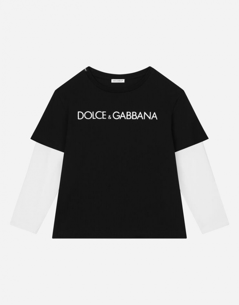 Camiseta Dolce Gabbana Long-sleeved jersey with logo print Niños | CVX491873