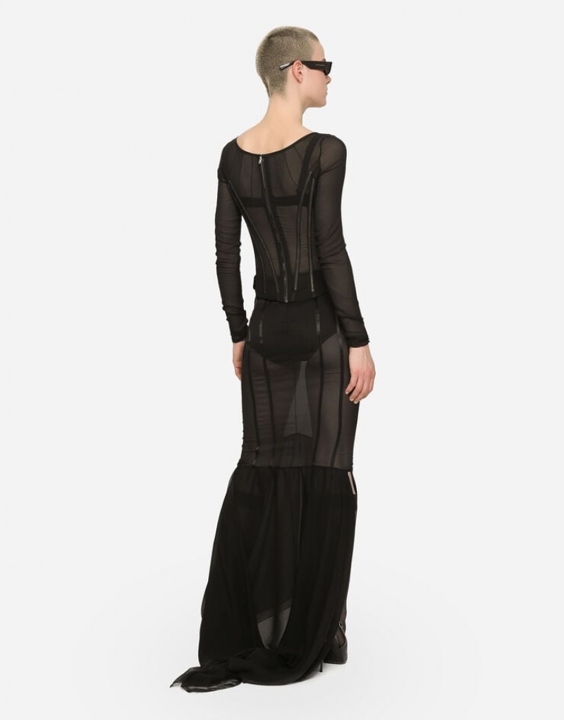 Falda Dolce Gabbana Long silk with mermaid ruffle Mujer | KXD305691