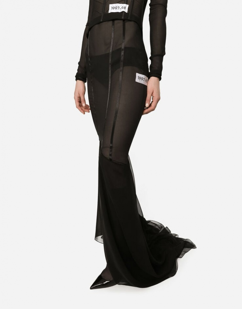 Falda Dolce Gabbana Long silk with mermaid ruffle Mujer | KXD305691