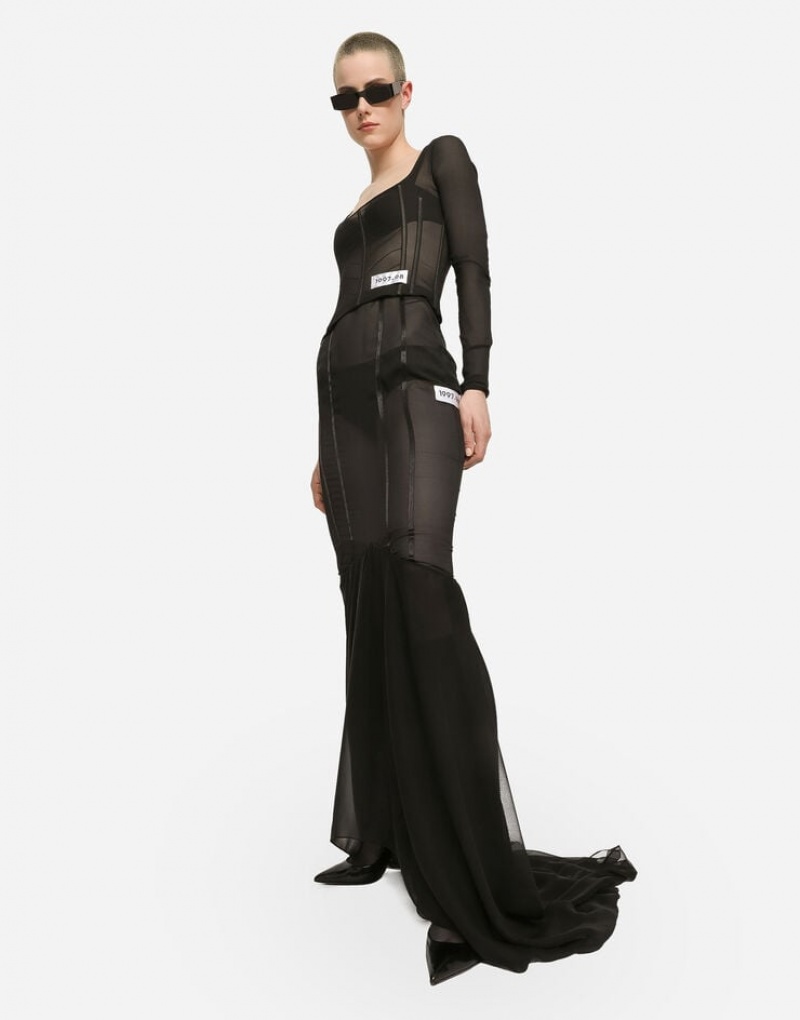 Falda Dolce Gabbana Long silk with mermaid ruffle Mujer | KXD305691