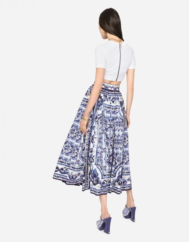 Falda Dolce Gabbana Majolica-print poplin calf-length Mujer | JOE341598