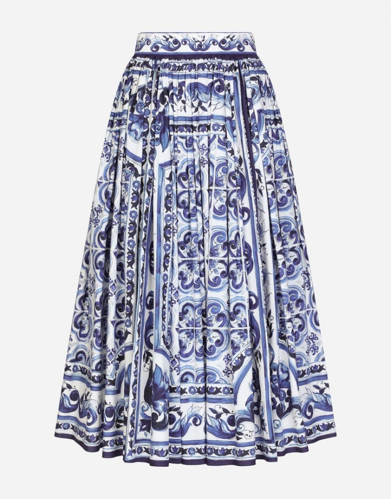 Falda Dolce Gabbana Majolica-print poplin calf-length Mujer | JOE341598