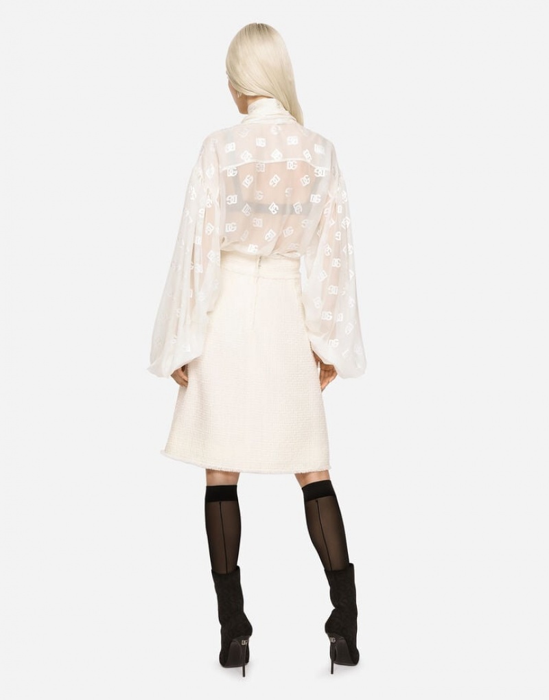 Falda Dolce Gabbana Raschel tweed midi with central slit Mujer | AHV630528