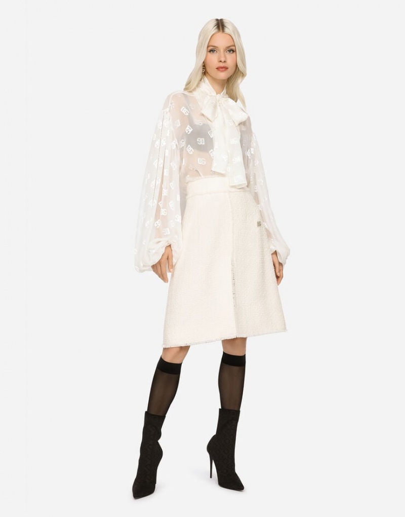 Falda Dolce Gabbana Raschel tweed midi with central slit Mujer | AHV630528