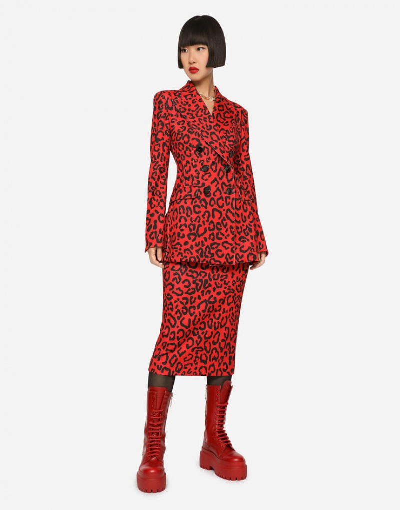 Falda Dolce Gabbana Run-resistant jersey with leopard print Mujer | UOZ962751