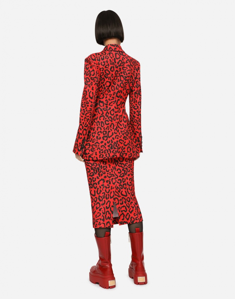 Falda Dolce Gabbana Run-resistant jersey with leopard print Mujer | UOZ962751