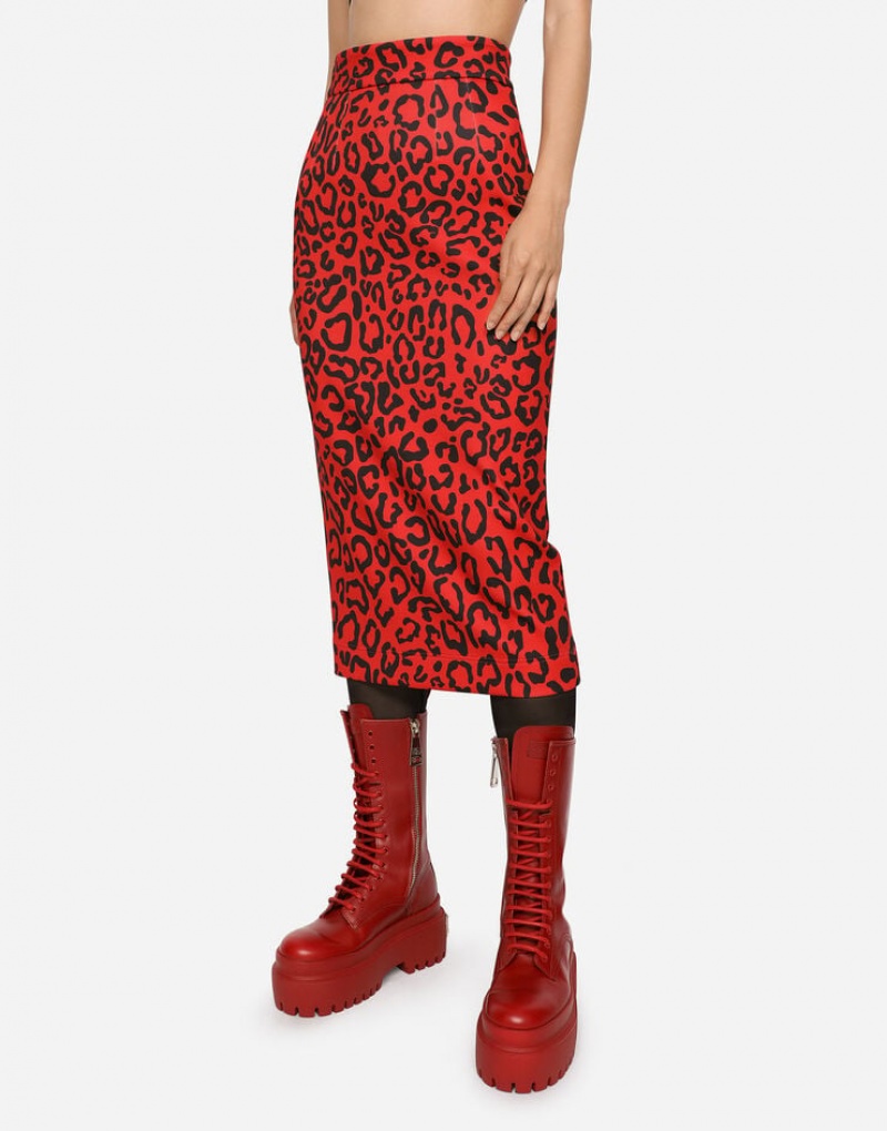 Falda Dolce Gabbana Run-resistant jersey with leopard print Mujer | UOZ962751