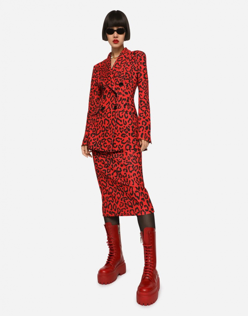 Falda Dolce Gabbana Run-resistant jersey with leopard print Mujer | UOZ962751