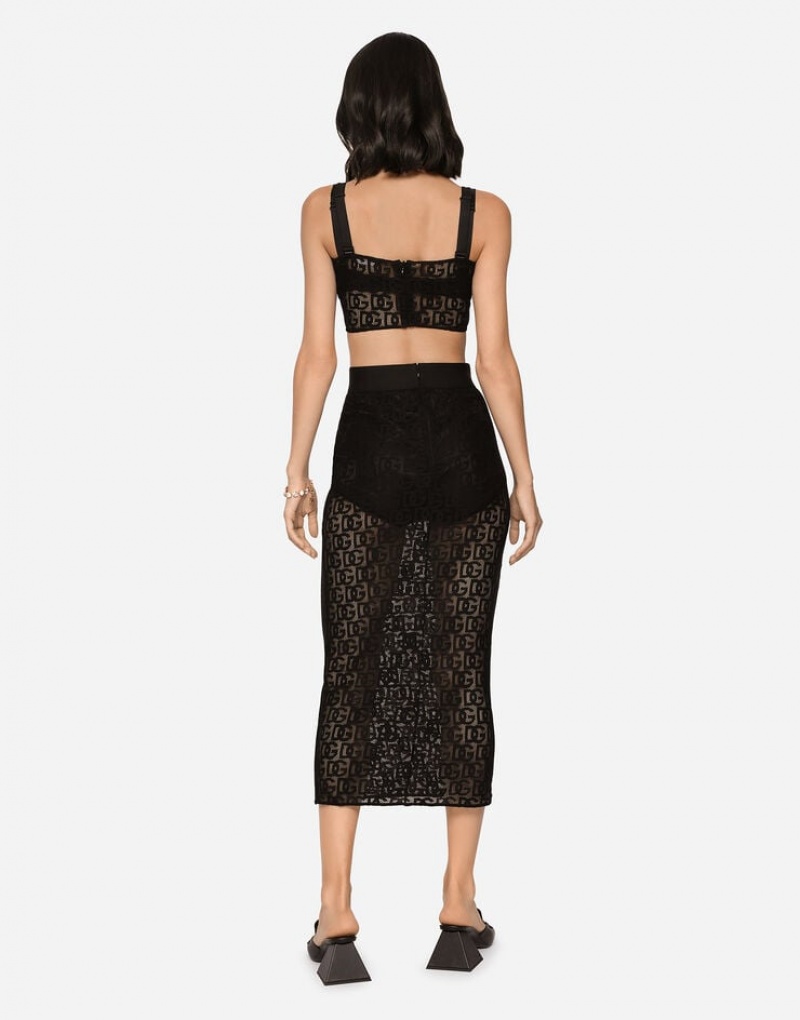 Falda Dolce Gabbana Tulle calf-length with all-over DG logo Mujer | WQV805392