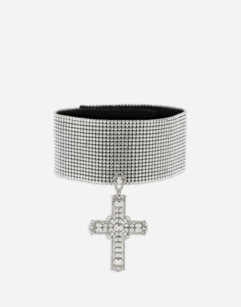 Joyas Dolce Gabbana Crystal mesh choker with cross Mujer | AEJ962853