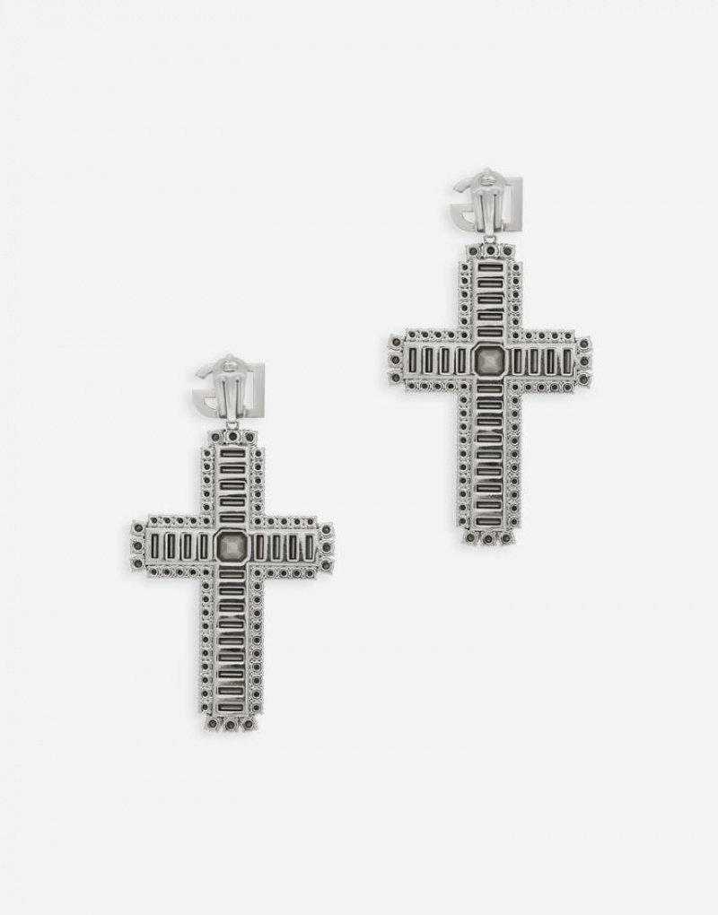 Joyas Dolce Gabbana KIM Cross earrings with rhinestone accents Mujer | IZE018735