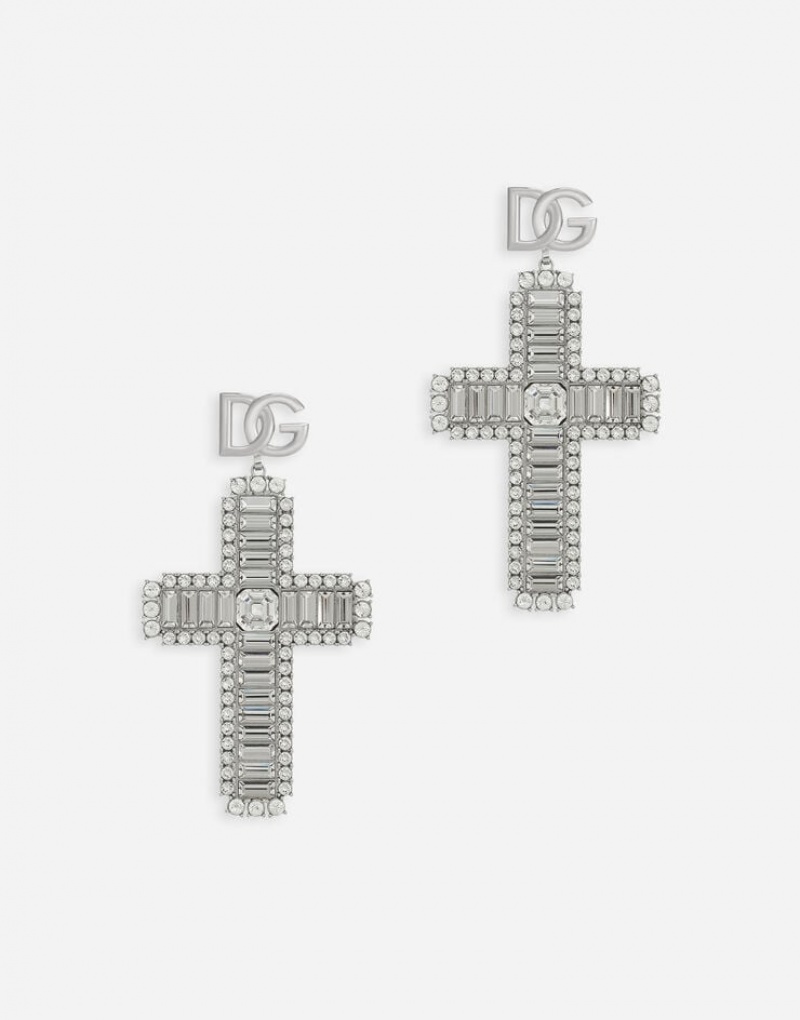 Joyas Dolce Gabbana KIM Cross earrings with rhinestone accents Mujer | IZE018735