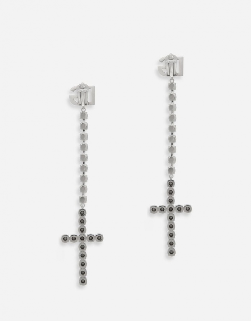 Joyas Dolce Gabbana KIM Long earrings with rhinestone-detailed crosses Mujer | QTO103249