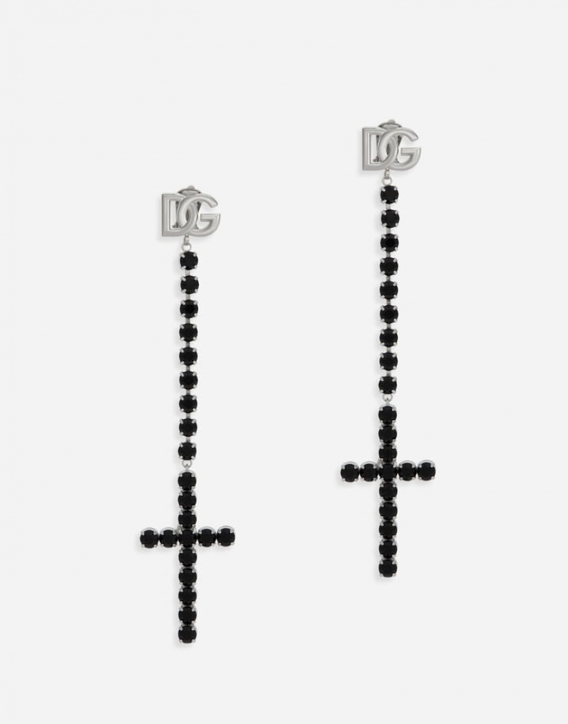 Joyas Dolce Gabbana KIM Long earrings with rhinestone-detailed crosses Mujer | QTO103249