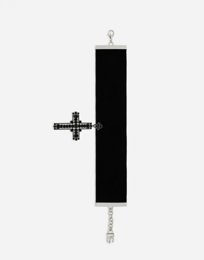 Joyas Dolce Gabbana KIM Velvet choker with cross pendant Mujer | TDN451783